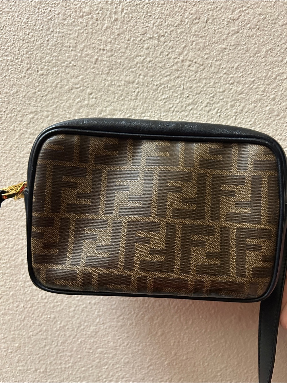 Fendi Brown Zucca Canvas Crossbody with Black Leather Trim - Picture 2 of 7